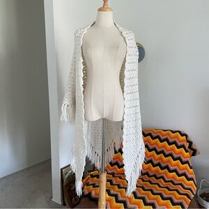 Vintage Boho Hippie Witchy Crochet Wrap Shawl